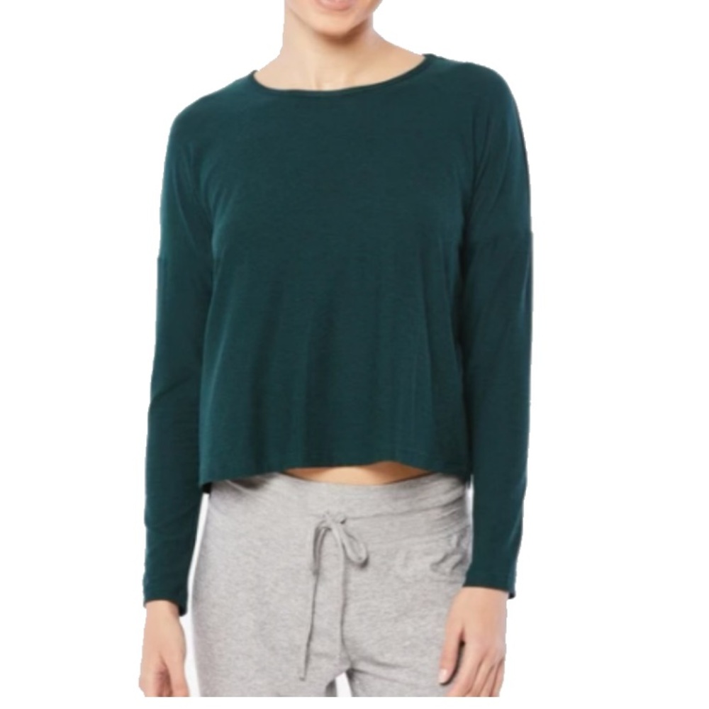 Beyond Yoga Morning Light Pullover Long Sleeve Hunter Green Nocturnal Navy sz S - Picture 1 of 6